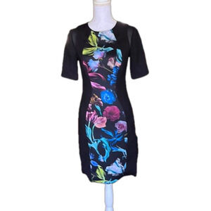 Ted Baker London form fitting floral dress with exposed zip. Ted Baker 2=US 6